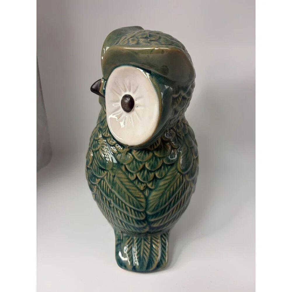 Wise Owl Green/Tan Ceramic 9”x5”x4”